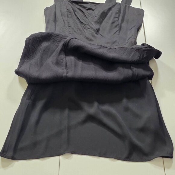 Sunday Best Satin Dress Womens XS Black Square Neck Thick Straps Smocked Aritzia - Picture 9 of 15